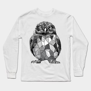 Cute Little Owl Geometric Sketchy Art Long Sleeve T-Shirt